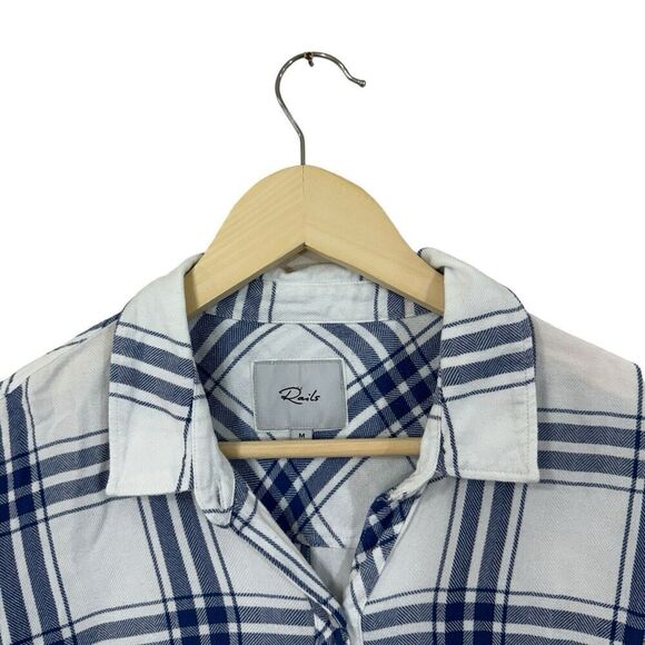 Rails Medium Button Front Hunter Sapphire Flannel Shirt Long Sleeve Womens - Picture 5 of 16
